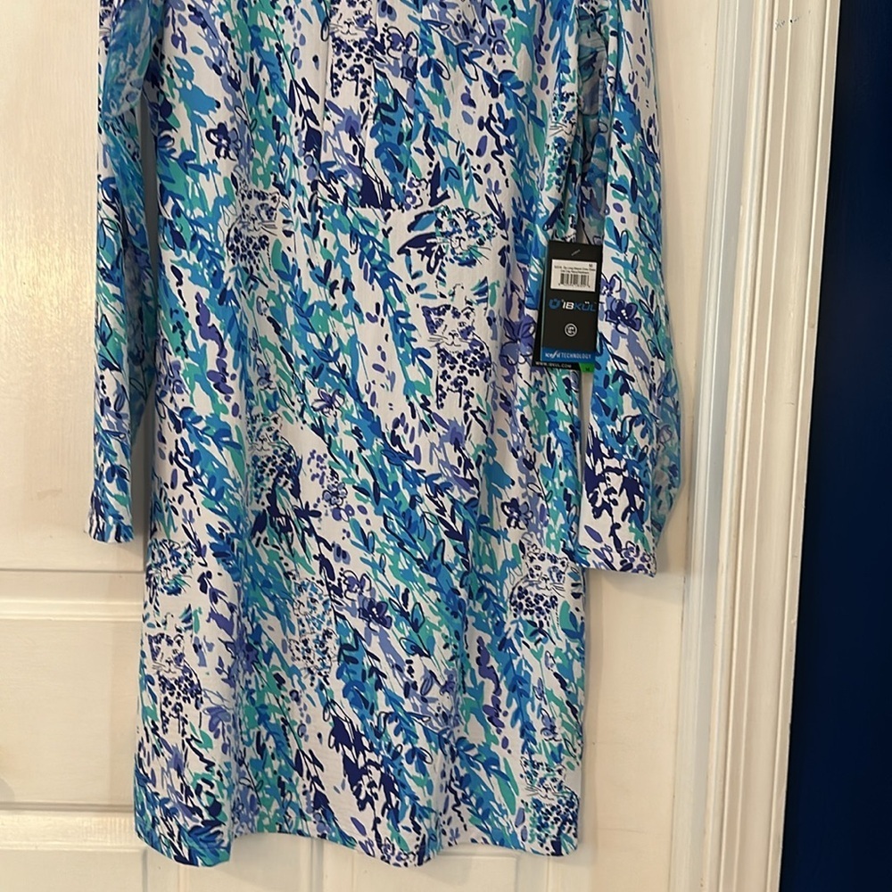 NWT IBKUL UPF 50+ Golf Dress Long Sleeve Zip-Crew Neck Cat Cay Navy Seafrom Sz.M - Picture 4 of 8